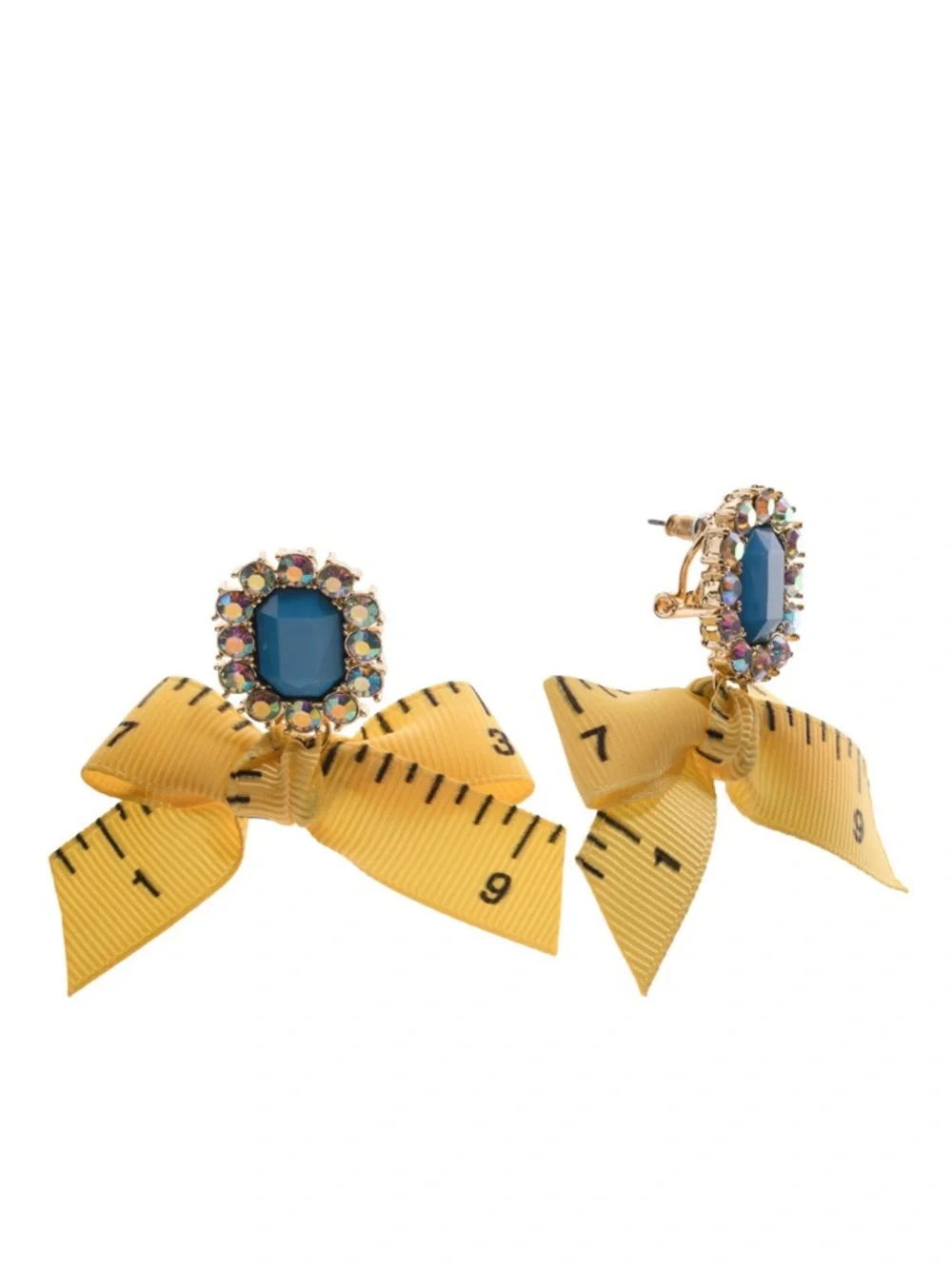 BETSEY JOHNSON RULER BOW STATEMENT EARRINGS - NWT - Picture 2 of 2